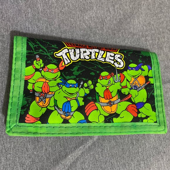 Ninja Turtles Fold Up Tri Fold Wallet Velco 1989 Mirage Studios Vintage Like New - Picture 1 of 8